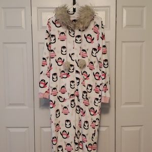 Holiday Time Hooded One Piece Pajamas
